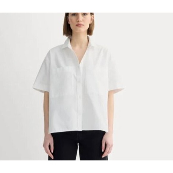 Everlane Tops - Everlane White Boxy Oxford Button Down Shirt Short Sleeve Women's Small
